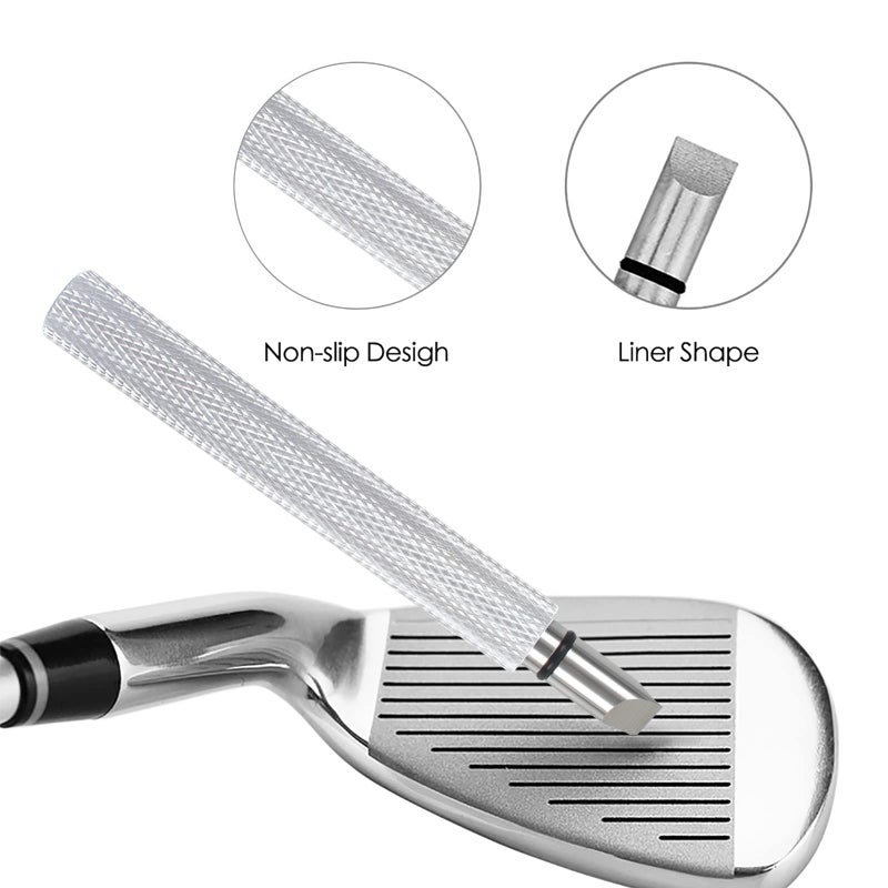 VIPMOON Golf Club Cleaner Kit, 2 Pcs Groove Sharpener Tool and 1 Pcs Club Cleaner Brush Retractable, Groove Sharpener Re-Grooving Tool for Golf Accessories for Men (Silver) - Image 4